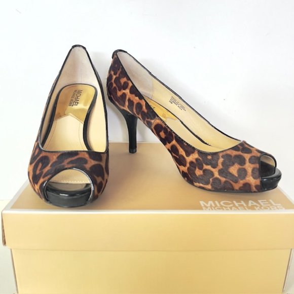 Michael kors leopard print haircalf open toe heels - Picture 1 of 5